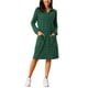 thumbnail image 2 of INSPIRE CHIC Vestidos Vintage de Cuadros para Mujeres con Cuello en V de Manga Larga, Vestido Casual de Camisa hasta la Rodilla en Verde Oscuro, 2 of 6