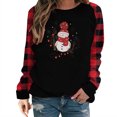 thumbnail image 2 of EQWLJWE T-Shirts Amusants de Bonhomme de Neige de Noël pour Femmes Grande Taille, Imprimé Mignon, T-Shirt Raglan à Manches Longues à Carreaux, Col Rond, T-Shirt Graphique à Carreaux, Hauts, T-Shirts de Noël pour Femmes 2023 Tendance, 2 of 3