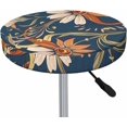 thumbnail image 3 of Velvet Bar Stool Covers Round Stool Cushion Covers Stool Chair Covers Barstool Covers Slipcovers, Stretchy Elastic Edge Soft Fabric Machine Washable, Dia 14 Inch, Vintage Floral Flowers, 3 of 6