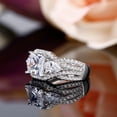 thumbnail image 3 of Oryn Jewelry Princess Cut 1.9 Ct Cushion Style Band - 14K White Gold Plated 3 Stone Moissanite Ring - Vintage Split Shank Engagement Jewelry, 3 of 6