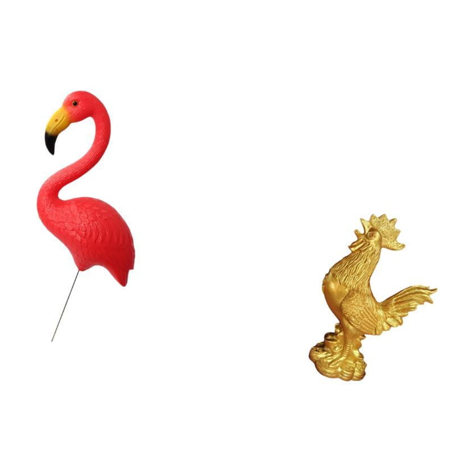 Miulika Bird Statue Figurine Yard Art Ornament Backyard Fairy Garden Accessories Flamingo Garden Stake Sculpture for Holiday Spring Chicken Figurine Feng Shui Decor Home Decorations Rooster