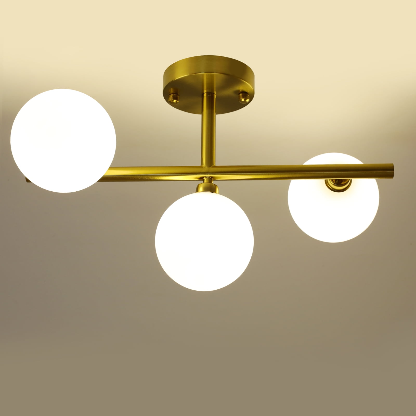 Stylish Ceiling Light with Remote Control, Adjustable Wind Speed, Gold & White Glass, Perfect for Living Rooms and Bedrooms