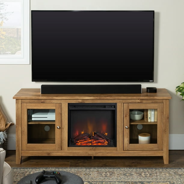 Walker Edison Barnwood Fireplace TV Stand for TVs up to 64 ...
