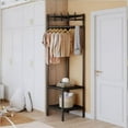 thumbnail image 1 of Feltree Freestanding Corner Coat Rack with 2 Shelves, Hall Tree for Entryway Bedroom, 1 of 8