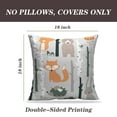 thumbnail image 2 of LALILO Throw Pillow Covers Forest With Cute Fox Bear Bunny Elk Hedgehog Birds Mushrooms And Trees Cartoon Woodland Set of 2 Square 18 x 18 Inch Pillowcase, 2 of 5