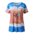 thumbnail image 4 of Mujeres Casual Cuello Redondo Manga Corta Estampado Jersey Blusa Camiseta Tops Sueltos OAVQHLG3B Store  lin121212, 4 of 4