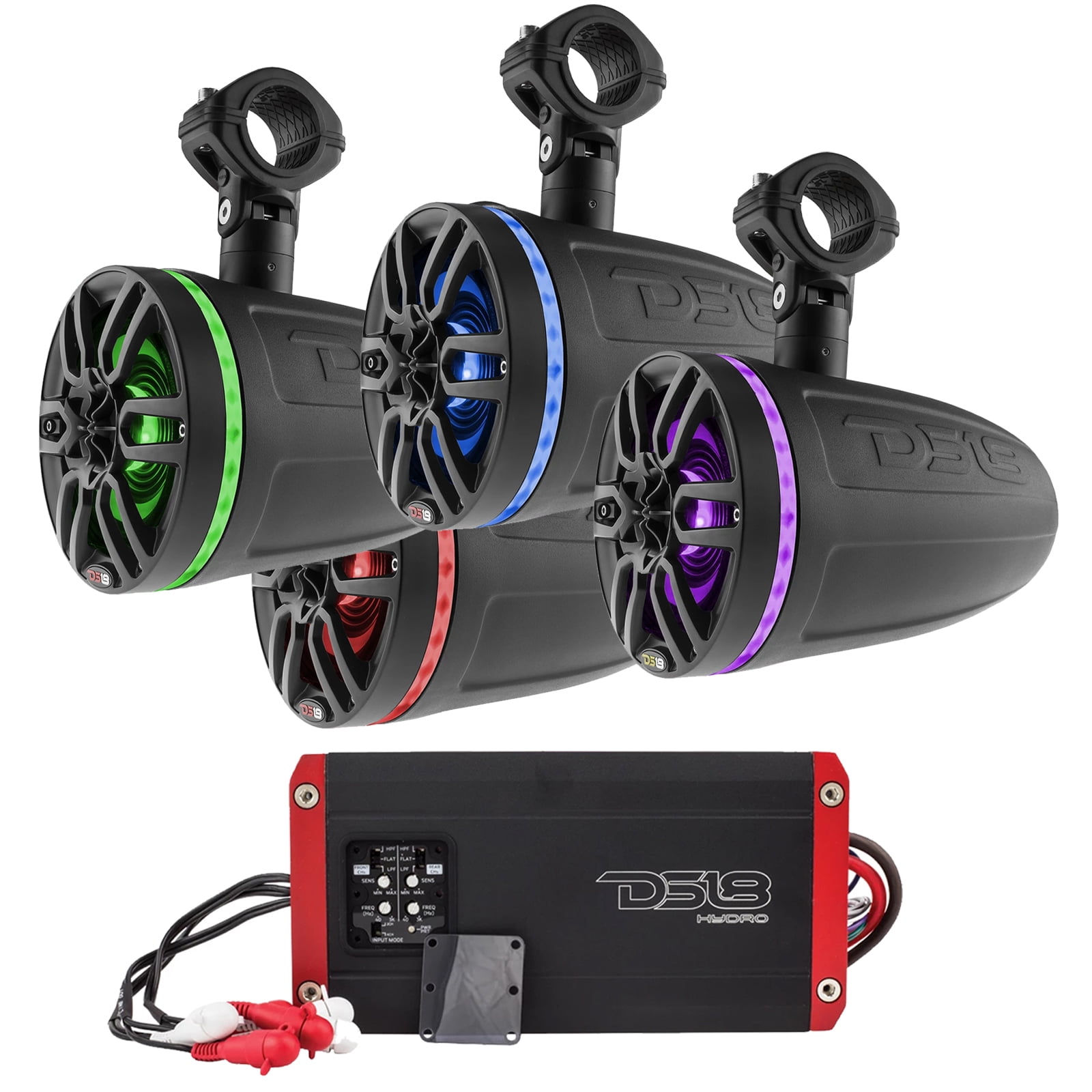 6" Wakeboard Tower Pod Marine Weatherproof Speakers with RGB Multicolor