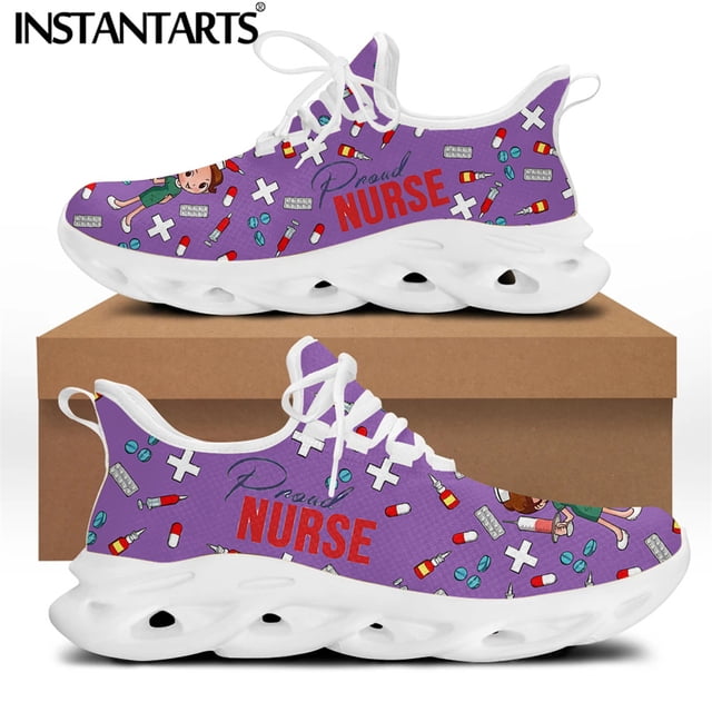 Zapatos de enfermería blancos para mujer, zapatillas planas de malla con bonitos dibujos animados para enfermera, médico y médico