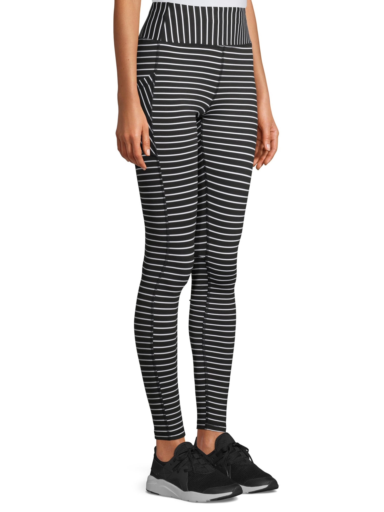 black and white striped workout leggings