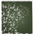 thumbnail image 2 of Sonernt Japanese Shower Curtain, Spring Season Sakura Bloom Design Marine Toned Ombre Color Background, Cloth Fabric Bathroom Decor Set with Hooks, 72x72 inch, Sage Green, 2 of 4
