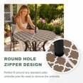 thumbnail image 4 of Round Outdoor Tablecloth with Umbrella Hole and Zipper, Brown Moroccon Tablecloth with Elastic Waterproof, Retro Country Minimalist Abstract Motifs Patio Table Covers for 36" - 44" Pool Tables, 4 of 9