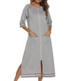 thumbnail image 4 of IROINNID Silk Pyjamas Long Dress for Women, Plus Size Short Sleeve and Zip-up Lightweight Lounge Cooling Summer Pajama for Women, 4 of 4