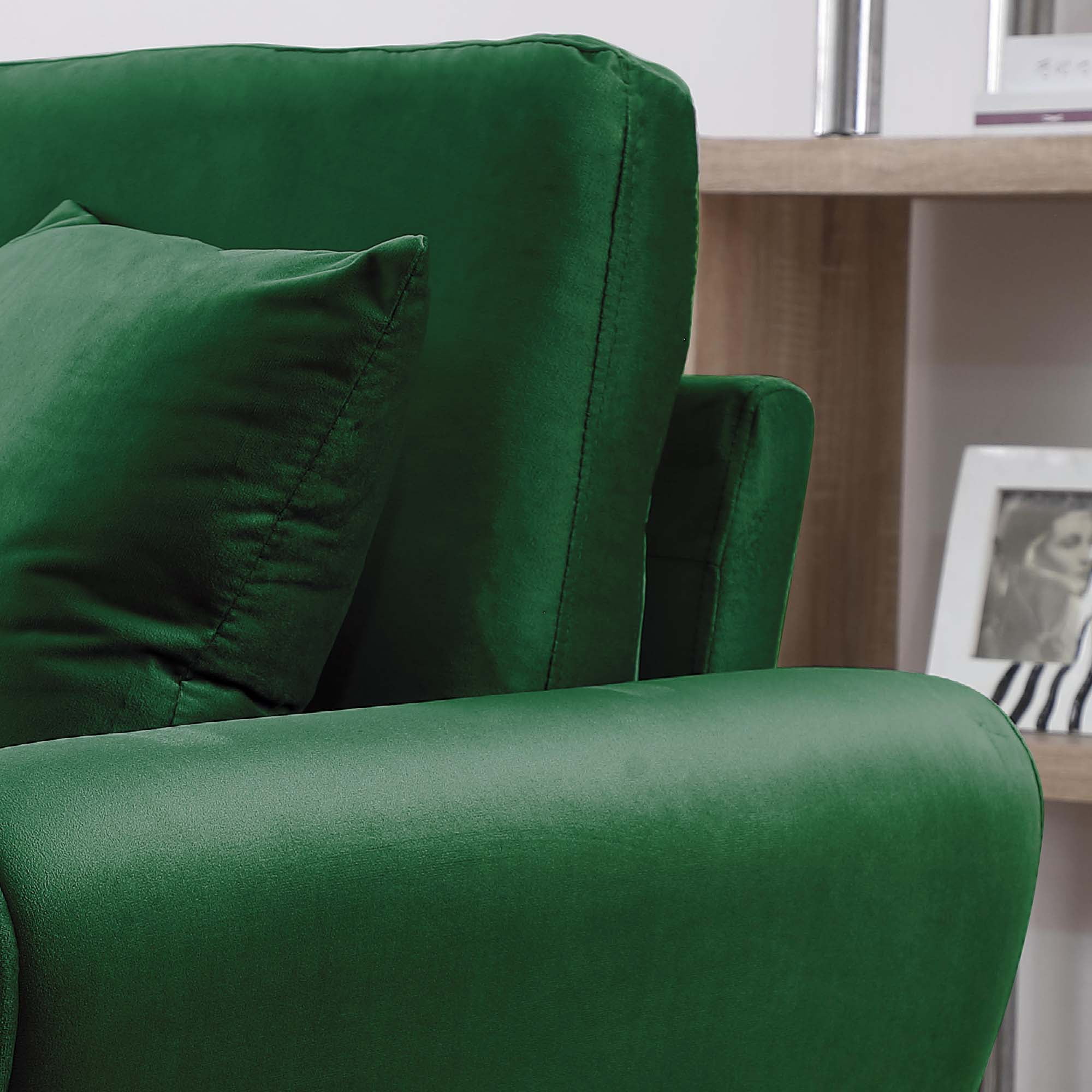 Aukfa 78.4" 3-Seater Sofa, Contemporary Upholstered Sofa Couch for Living Room, Velvet - Green