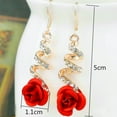 thumbnail image 5 of Grandest Birch Women Red Rose Drop Rhinestone Spiral Dangle Hook Earrings Jewelry Gift Alloy Red, 5 of 5