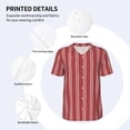 thumbnail image 5 of Fotbe Stripes Red White Baseball Jersey Shirt for Men and Women, Casual Short Sleeves Button Down T-Shirt-X-Large, 5 of 9