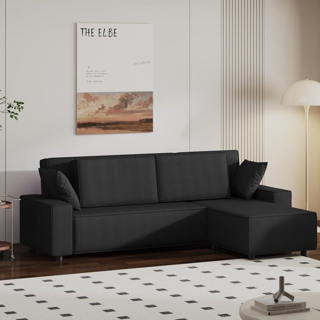 96" Modular Cloud Sectional Sofa, L-Shaped with Movable Ottoman & Pillows