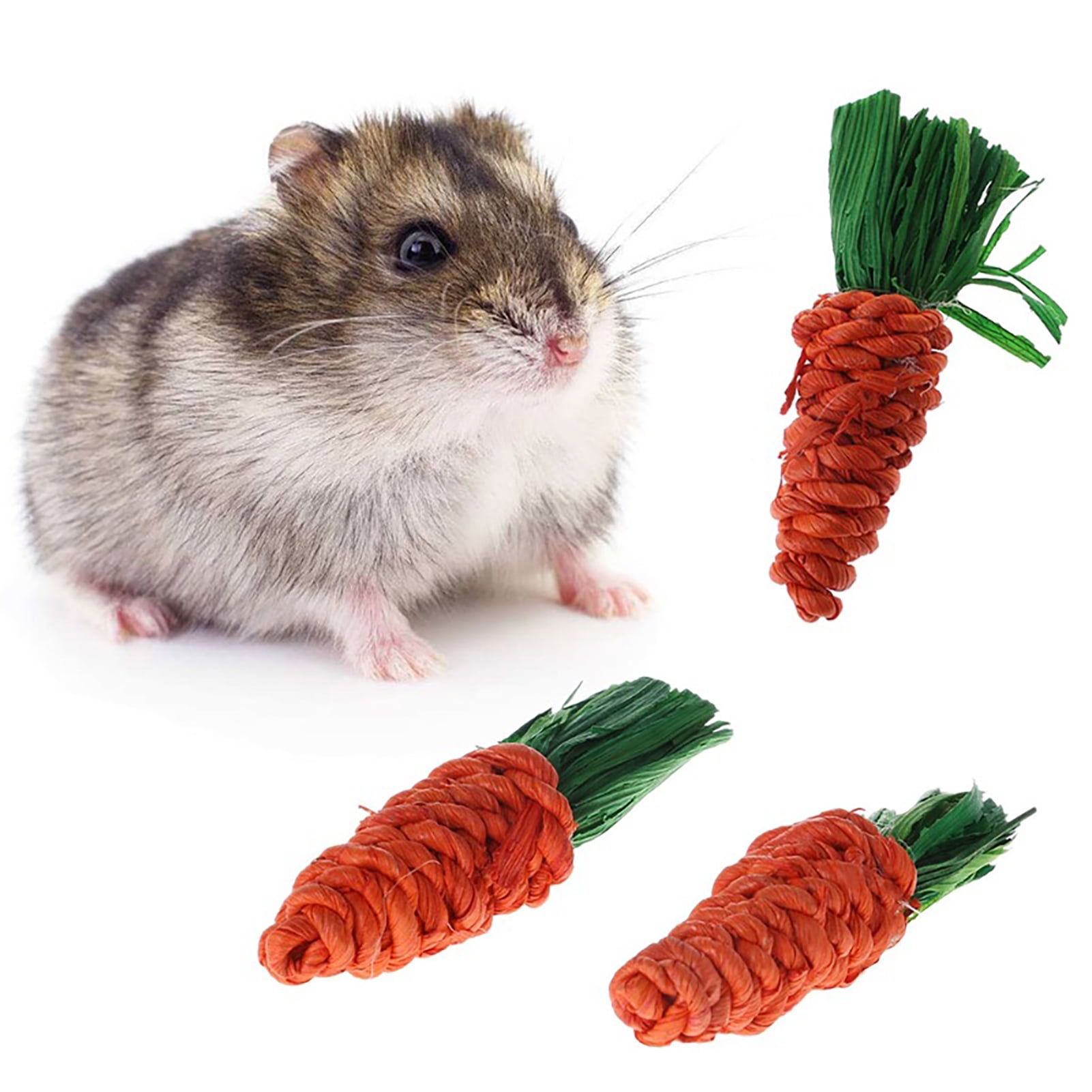 Shangqer 3Pcs Rabbit Chew Toys Carrot Shape Teeth Cleaner Bite