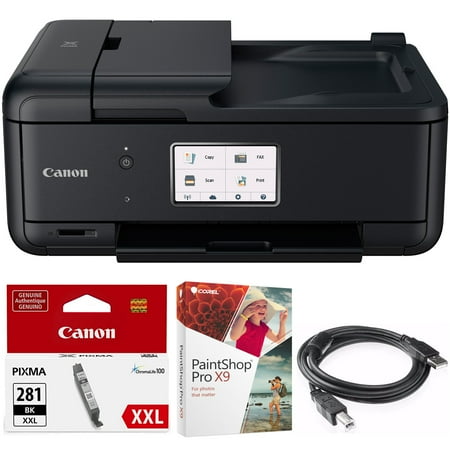 Canon Network Printer Copiers - Canon PIXMA TR8520 Wireless Home Office All-in-One Printer with Scanner, Copier & Fax (2233C002) Black Printer Ink, Corel Paint Shop Pro X9 Digital Download & High Speed 6-foot USB Printer Cable