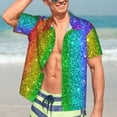 thumbnail image 5 of Picia Glitter Rainbow Gentle Cotton Regular Fit Short Sleeve Casual Hawaiian Shirt for Men-3X-Large, 5 of 9