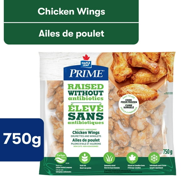 Prime Raised Without Antibiotics Chicken Wings, 0.75 kg