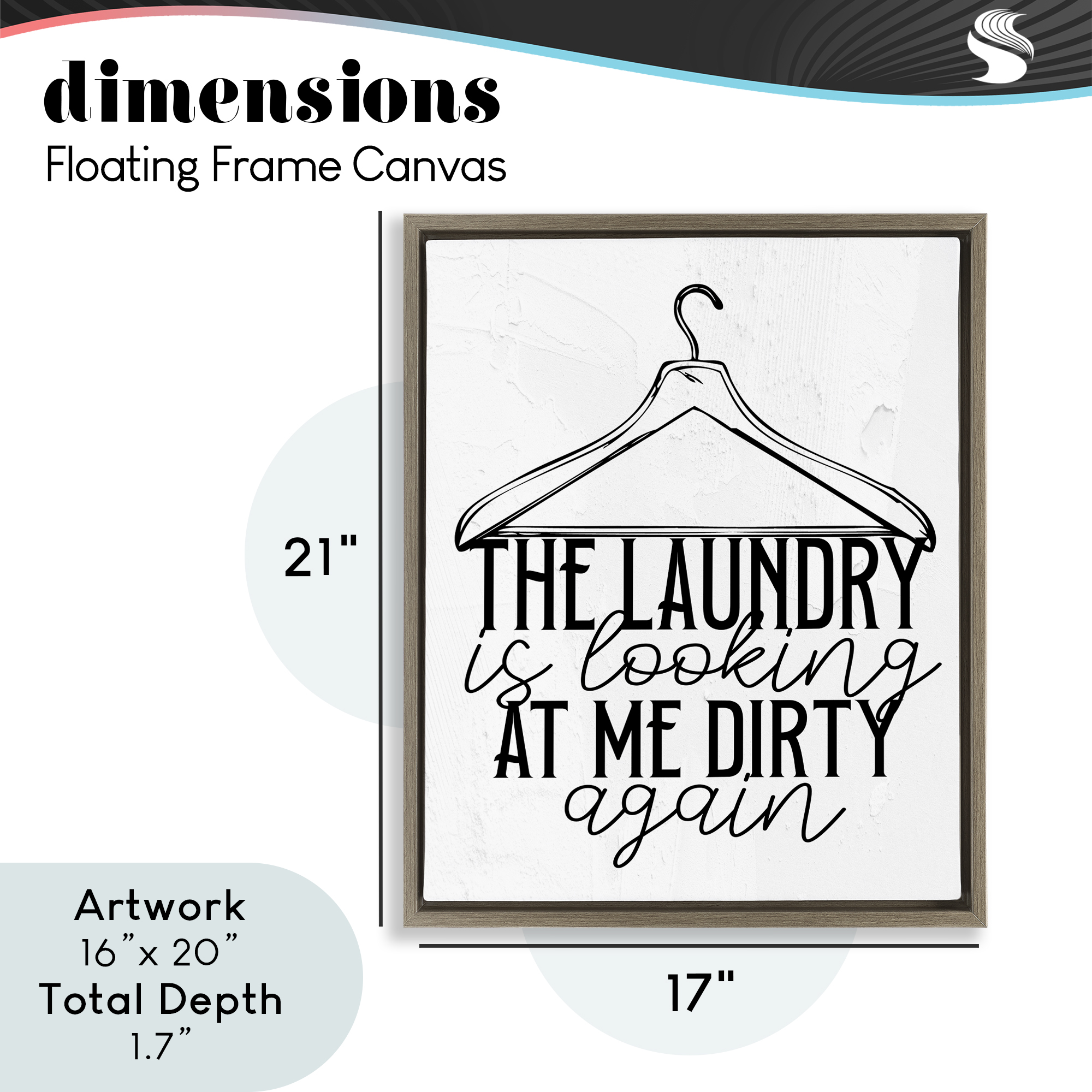 Laundry Is Looking At Me Dirty Brown Framed Floater Canvas Wall Art, design by Kim Allen