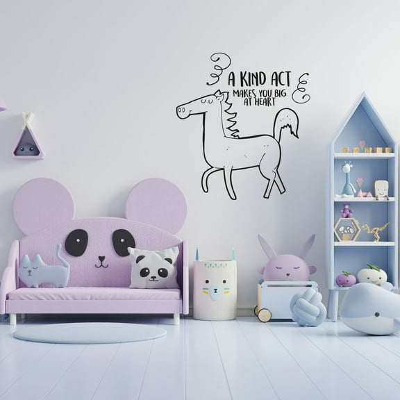 Kind Act Horse Horses Motivation Quote Animal Animals Life Quotes Wall Sticker Art Decal for Girls Boys Room Bedroom Nursery House Fun Home Decors Stickers Wall Arts Vinyl Decoration Size (20x20 inch)