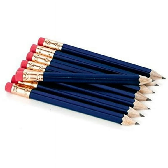 Half Pencils with Eraser - Golf, Classroom, Pew, Short, Mini - Hexagon, Sharpened, Non Toxic, 2 Pencil, Color - Navy Blue, (Box of 36) Golf Pocket Pencils