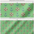 thumbnail image 2 of Soimoi Green Cotton Poplin Fabric Life Ring & Anchor Hook Nautical Print Sewing Fabric Yard 56 Inch Wide, 2 of 7