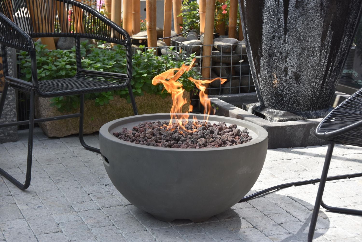 Modeno Nantucket Fire Bowl, Glass-Fiber Reinforced Concrete, Natural Gas - Light Gray