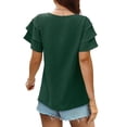 thumbnail image 5 of Hanerdun Women V Neck Blouse Female Ruffled Sleeve Tops Casual T-Shirt Green S, 5 of 5