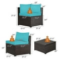 thumbnail image 3 of Gymax 6PCS Rattan Patio Sectional Sofa Conversation Set Outdoor w/ Turquoise Cushions, 3 of 8