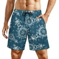 thumbnail image 2 of Sunyuer Men's Swim Trunks with Compression Liner 2-in-1 Drawstring Swimming Shorts Quick Dry Beach Board Shorts with Pockets, Anchor Wheel Compass Lighthouse, XL, 2 of 8