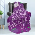 thumbnail image 4 of Book Soft Flannel Fleece Blanket, Books Are Full of Magic Wording Printed on Purple Background with Objects of a Witch, Cozy Plush for Indoor and Outdoor Use, 70" x 90", Multicolor, by Ambesonne, 4 of 5