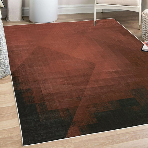 Geometric Decorative Rug, Abstract Colored Squares in Faded Color Scheme Modern Inspired Style Pixelart, Quality Carpet for Bedroom Dorm and Living Room, 6 Sizes, Burgundy, by Ambesonne