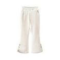 thumbnail image 2 of uublik Girls Bell Bottom Pants Wide Leg Streetwear Kids Pants with Pockets Trendy Jogger Trousers White, Size 4T-9, 2 of 5
