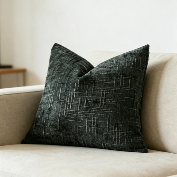 Chenille Throw Pillow Cover Textured Decorative Cushion Case for Sofa Couch Bed Living Room Modern Soft Fabric Pillowcase Home Decor Accessories, Dark Gray 18x18 Inch