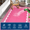 thumbnail image 2 of HIWEAVER 9' x 12' Pink Outdoor Rug PP Plastic Straw Woven Waterproof Patio Rug with Border Portable Outside Carpet for Balcony Deck Picnic Garden Decor, 2 of 6