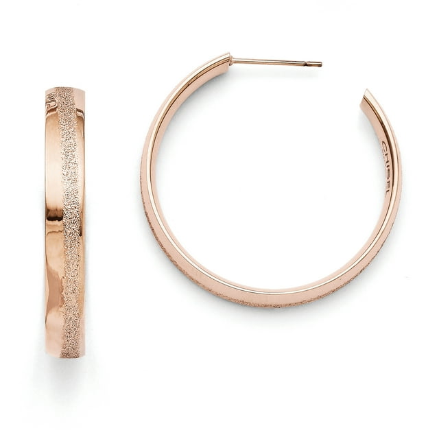Boucles d'Oreilles Créoles Rondes à Tige Rose en Acier Inoxydable