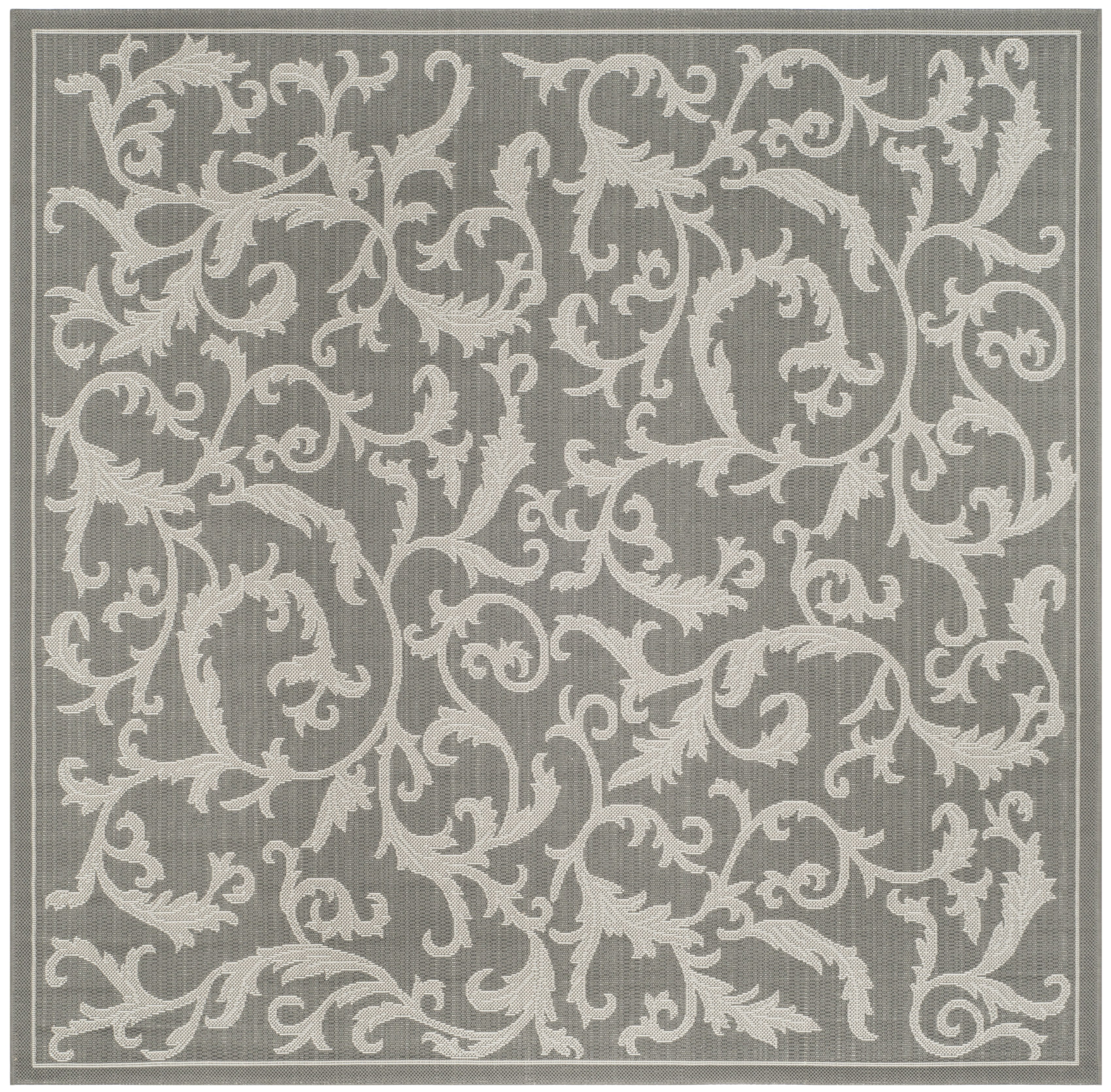Safavieh Courtyard Ava Floral Indoor/Outdoor Area Rug, Anthracite/Light Gray, 6'7" x 6'7" Square