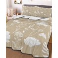 thumbnail image 3 of Quilts Queen Size, Beige Wildflowers Soft Comforter Bedding Set for Bed, Farmhouse Floral Botanical Leaves Lightweight Quilted Bedspread with Pillow Cover(2 Pieces) for All Season, 90x96 Inch, 3 of 9