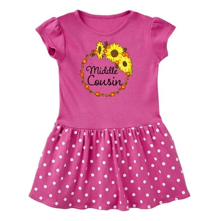 

Inktastic Middle Cousin Sunflower Wreath Gift Toddler Girl Dress