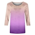 thumbnail image 3 of aidice T Shirts for Women Casual Round Neck 3/4 Raglan Sleeve Tops Comfy Fitting Gradient Color Shirts, 3 of 7