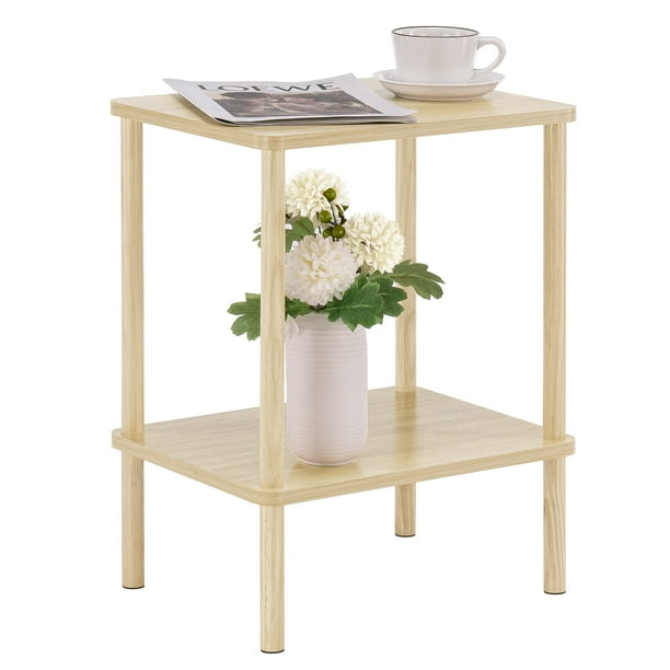 Mesa auxiliar Apicizon de madera MDF de 2 niveles, 40 x 30 x 52 cm