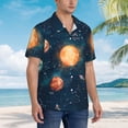 thumbnail image 3 of Sikiie Solar System And Planets Print Men's Hawaiian Shirt, Summer Beach Button Pocket Short Sleeve T-Shirt,XX-Large, 3 of 7
