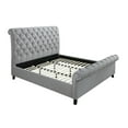 thumbnail image 4 of 1pc Beautiful Queen Size Fabric Upholstered Button Tufted Tall Headboard Bed Gray Finish, 4 of 6