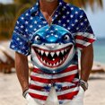 thumbnail image 2 of Erwazi Men’s Button Down Shirts Summer Short Sleeve Printed Collared 4th of July Mens Tops, 2 of 5