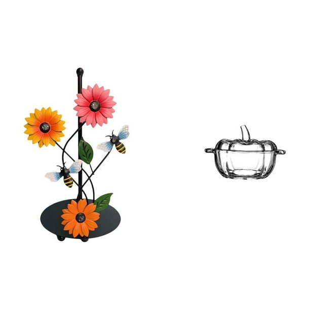 Soporte para toallas, dulcero con tapa, soporte vertical antideslizante para pañuelos, bol para servir con forma de calabaza, tarro para tran