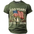 thumbnail image 2 of FASHOFT Mens 250th Anniversary USA Shirt for Men American Flag T-Shirt 4th of July Shirt 250 Years Birthday Patriotic Tops Army Green L, 2 of 3