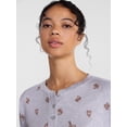 thumbnail image 5 of Joyspun Women's Cozy Lounge Collection Hacci Long Sleeve Henley Sleep Top, Sizes XS to 3X, 5 of 6
