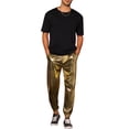 thumbnail image 2 of INSPIRE CHIC Metallic Joggers for Men's Drawstring Waist Party Club Shiny Disco Pants Golden 28, 2 of 5